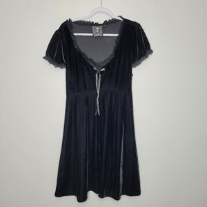 Killstar Velvet Babydoll Black Plus Size Goth Grunge Witchy Dress Size 3x Flaw